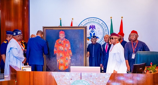 Enugu State political leaders led by Governor Peter Mbah paid a visit to President Tinubu at the Aso Rock Villa. Photo Credit: Presidency.